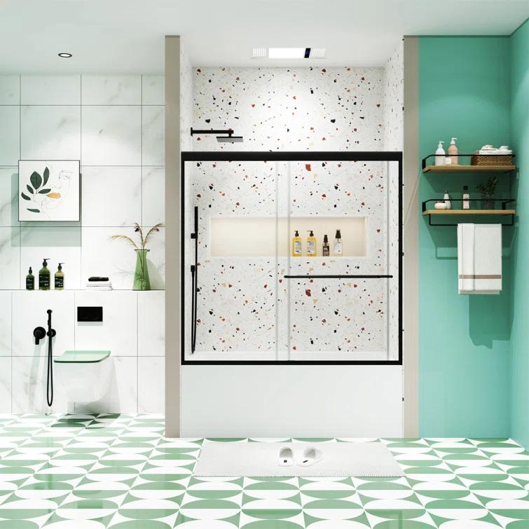 Bathtub Bypass Shower Door, Sliding Door, With 1/4" Tempered Glass