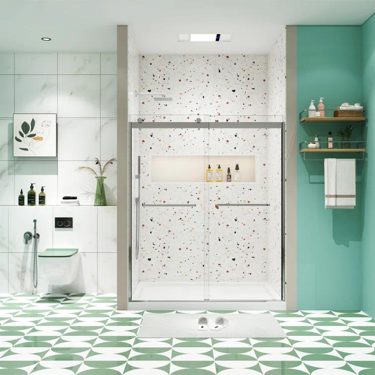 Bathtub Bypass Shower Door, Sliding Door, With 1/4" Tempered Glass