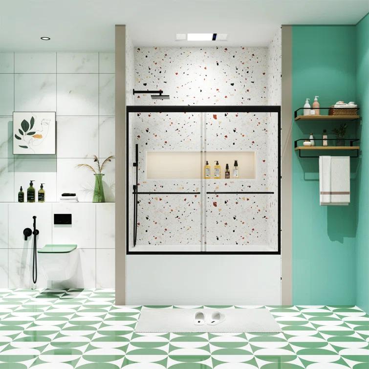Bathtub Bypass Shower Door, Sliding Door, With 1/4" Tempered Glass