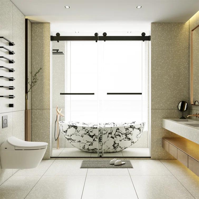 Dimorphos 56-60"W x 76"H Frameless Double Sliding Shower Door with 10mm Tempered Glass Door 11DD161822LL