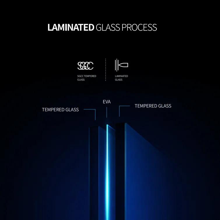 LOONGFIELD ASTARQ-W2011S00002 56"-60"W X 70"H Frameless Shower Door, Double Sliding Shower Door, 5/16"(8Mm) Laminated Glass Premium Tempered Glass Shower Enclosure,Double Side Easy Clean Coat Finished With Buffer