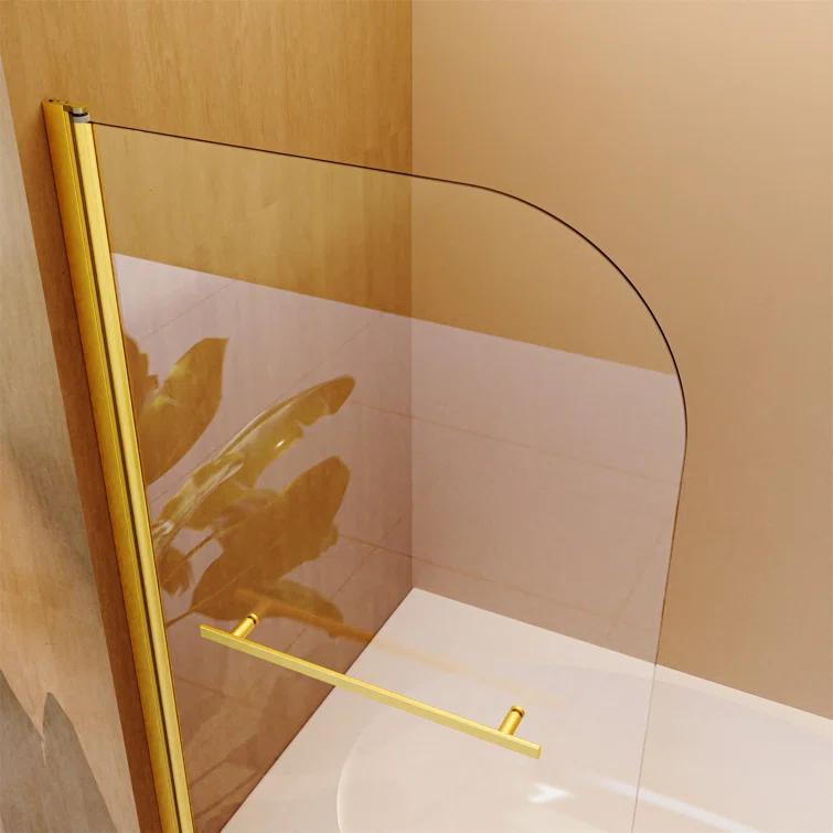 31"W x 55"H Frameless Folding Pivot Shower Tub Door Reversible Installation