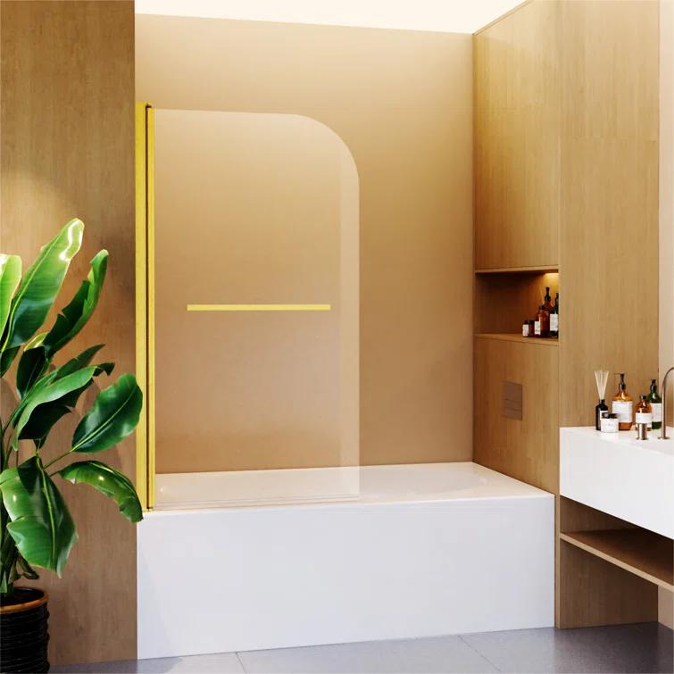 31"W x 55"H Frameless Folding Pivot Shower Tub Door Reversible Installation