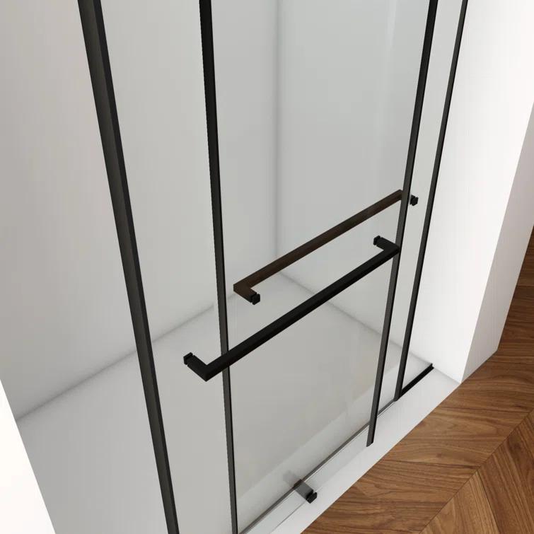 LOONGFIELD ASTARQ-W2011S00002 56"-60"W X 70"H Frameless Shower Door, Double Sliding Shower Door, 5/16"(8Mm) Laminated Glass Premium Tempered Glass Shower Enclosure,Double Side Easy Clean Coat Finished With Buffer