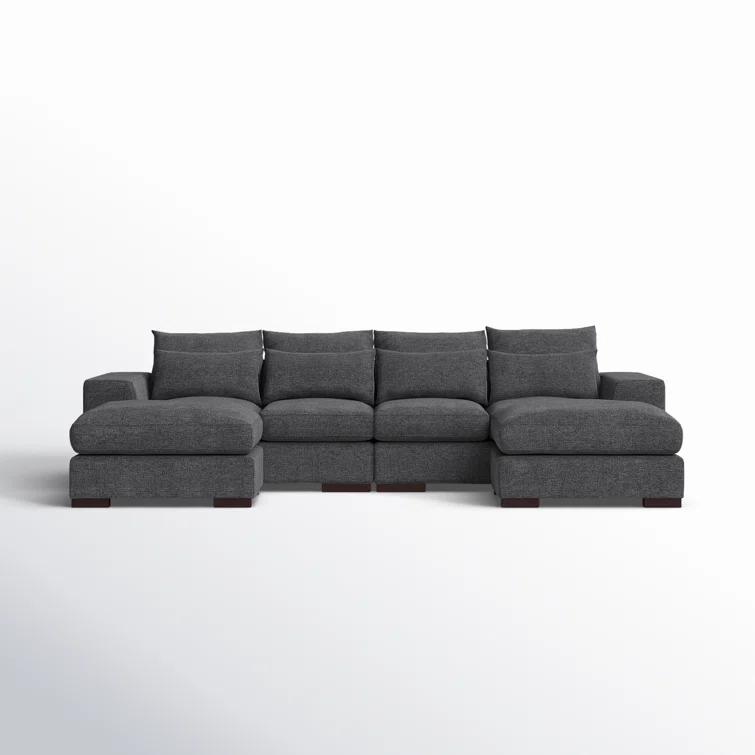 Biaggio Linen Blend Sectional with 2 Ottomans,Sectional Couch