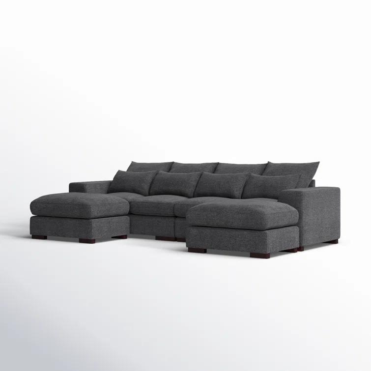 Biaggio Linen Blend Sectional with 2 Ottomans,Sectional Couch