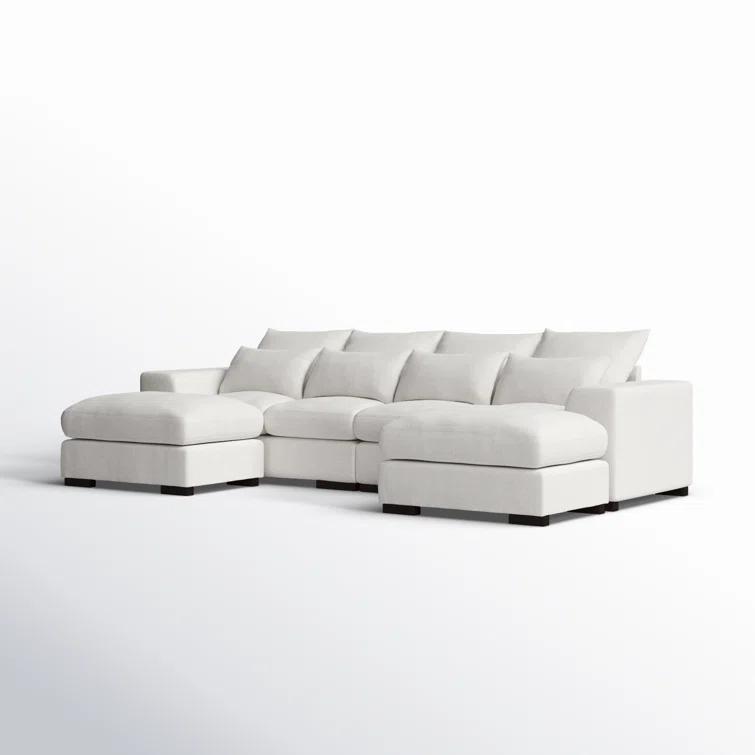 Biaggio Linen Blend Sectional with 2 Ottomans,Sectional Couch