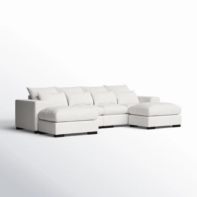 Biaggio Linen Blend Sectional with 2 Ottomans,Sectional Couch