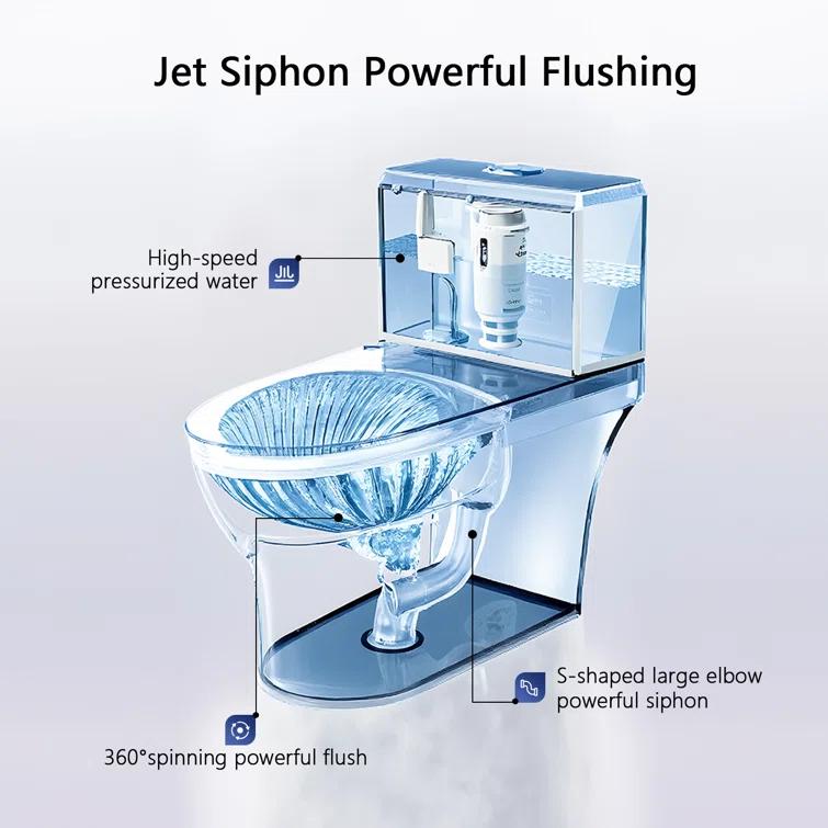 One Piece Toilet For Bathroom, Modern Bathroom Toilet with Dual Flush 1.1/1.6 Gpf Fully Skirted Toilets(Soft Close Seat)