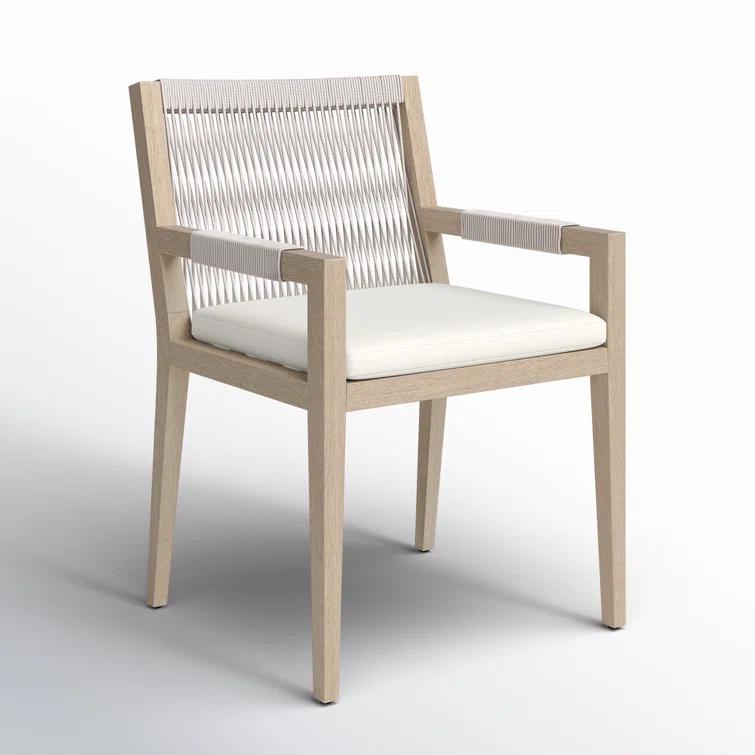 Degeorge Wood Outdoor Dining Armchair with Cushion