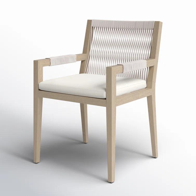 Degeorge Wood Outdoor Dining Armchair with Cushion