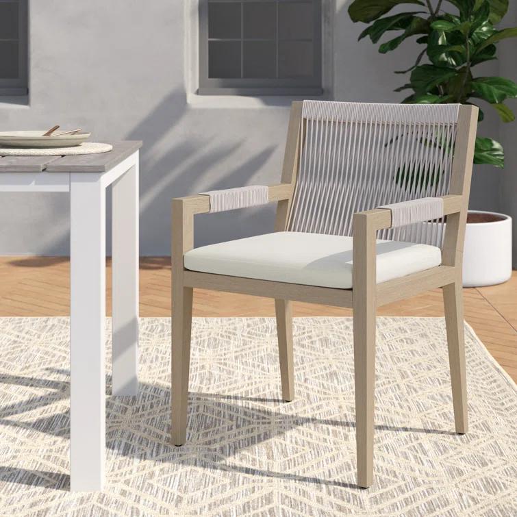 Degeorge Wood Outdoor Dining Armchair with Cushion