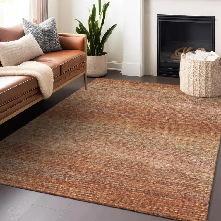 Machine Washable Indoor/Outdoor Christain ACN1266 Copper Rug