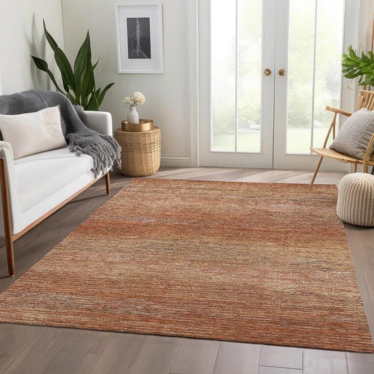 Machine Washable Indoor/Outdoor Christain ACN1266 Copper Rug