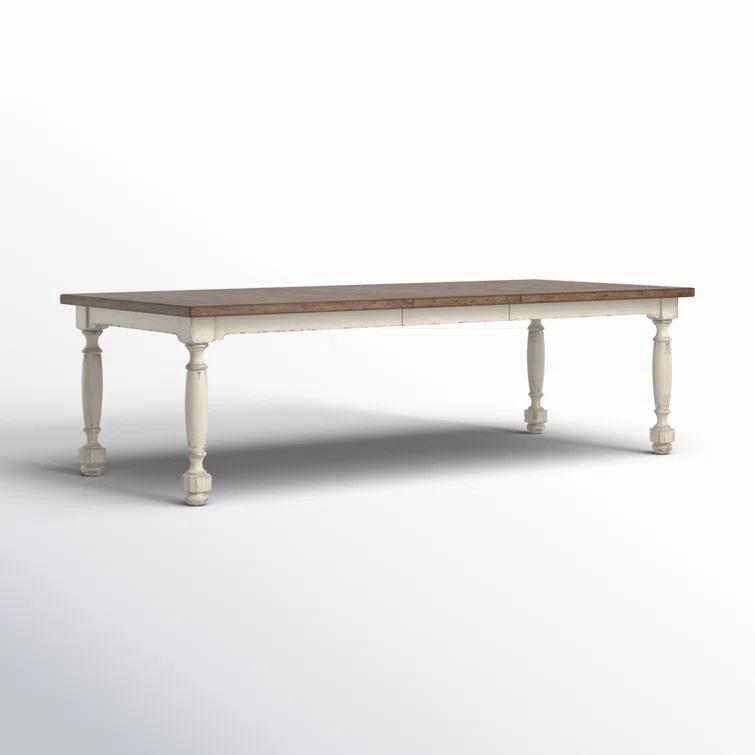 Rustic Cream and Brown Extendable Reclaimed Wood Dining Table