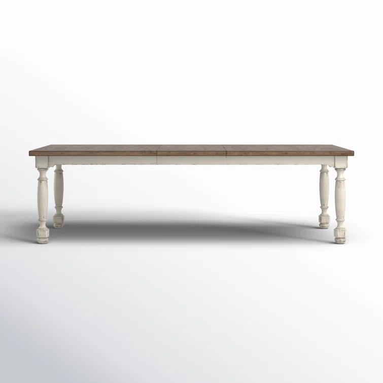 Rustic Cream and Brown Extendable Reclaimed Wood Dining Table