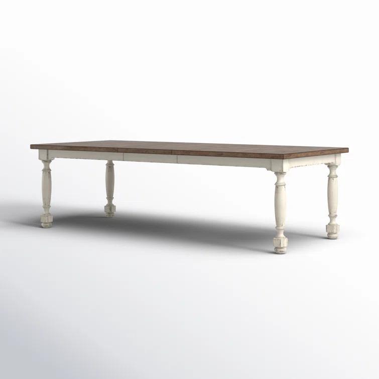 Rustic Cream and Brown Extendable Reclaimed Wood Dining Table