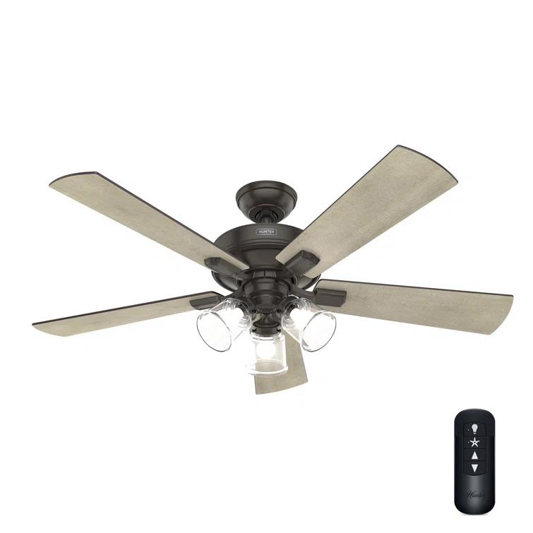 Crestfield 52" 5 - Blade Standard Ceiling Fan with Lights and Remote