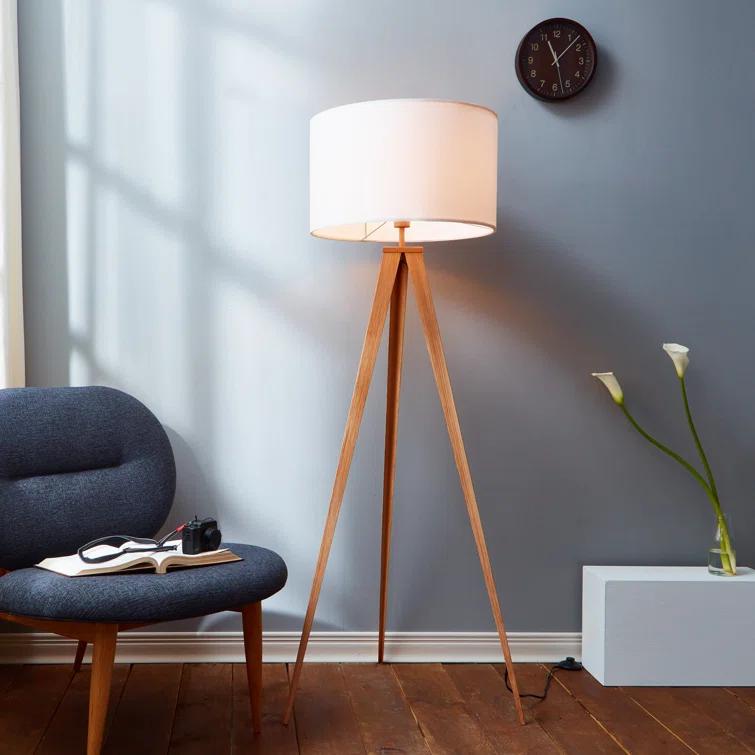 Cardone 60" Modern Standing Tripod Floor Lamp with Drum Shade