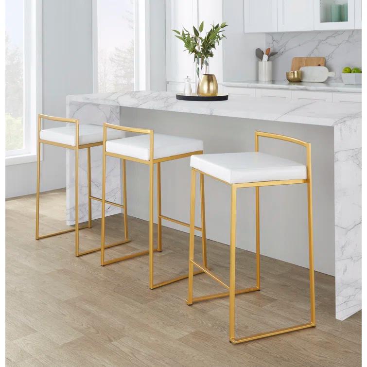 Fuji Stackable Stool Metal with Faux Leather Cushion
