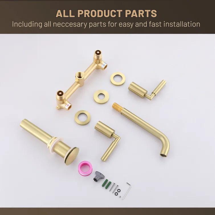 10.08" Widespread Bathroom Faucet 3 Hole, 2-handle Bathroom Sink Faucet with Drain Assembly