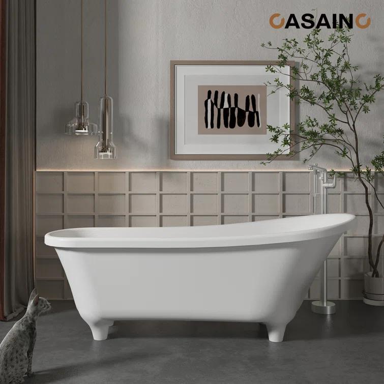 CASAINC KCLT0054-BN Single Handle Freestanding Bathtub Faucet with Diverter and Handshower