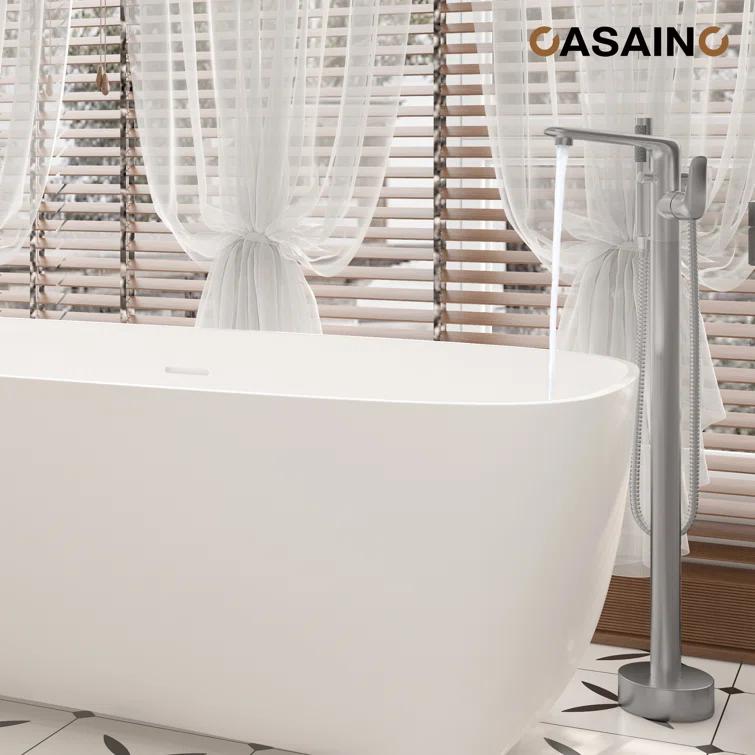 CASAINC KCLT0054-BN Single Handle Freestanding Bathtub Faucet with Diverter and Handshower