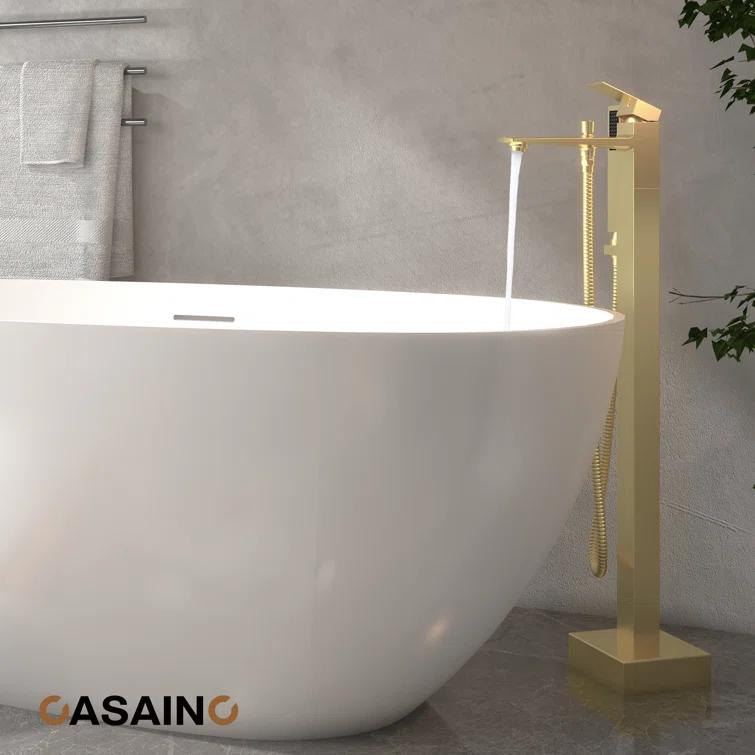 Single Handle Free Standing Bathtub Faucet with Diverter and Handshower