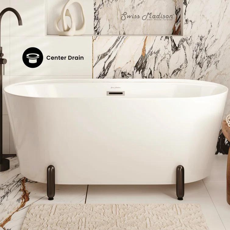Swiss Madison Monaco 59" Freestanding Bathtub With Matte Black Stand SM-FB1002MB