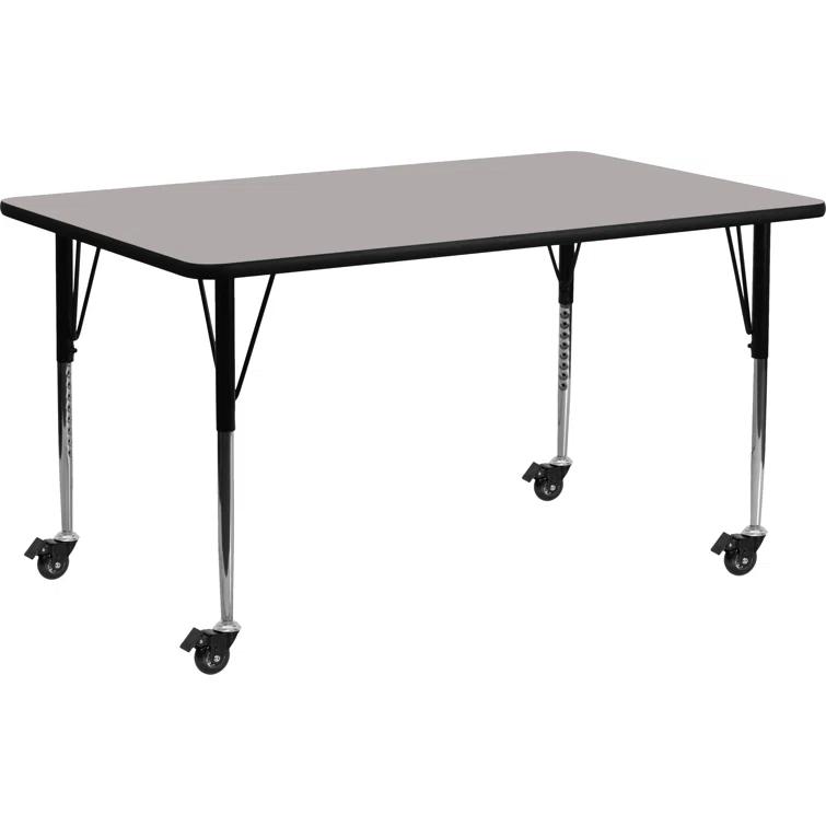 Flash Furniture Goddard Mobile 24''W x 48''L Rectangular HP Laminate Activity Table - Adjustable Legs