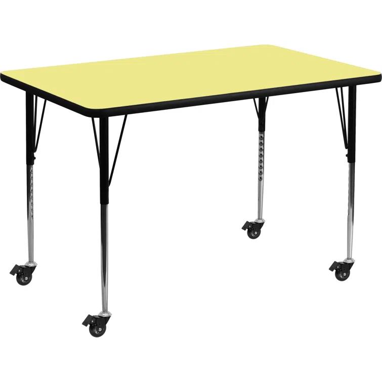 Flash Furniture Goddard Mobile 24''W x 48''L Rectangular HP Laminate Activity Table - Adjustable Legs