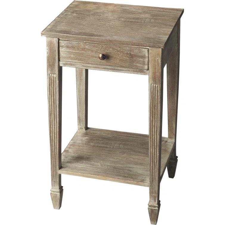 Coastal Chic Acacia Wood Rectangular Side Table with Storage