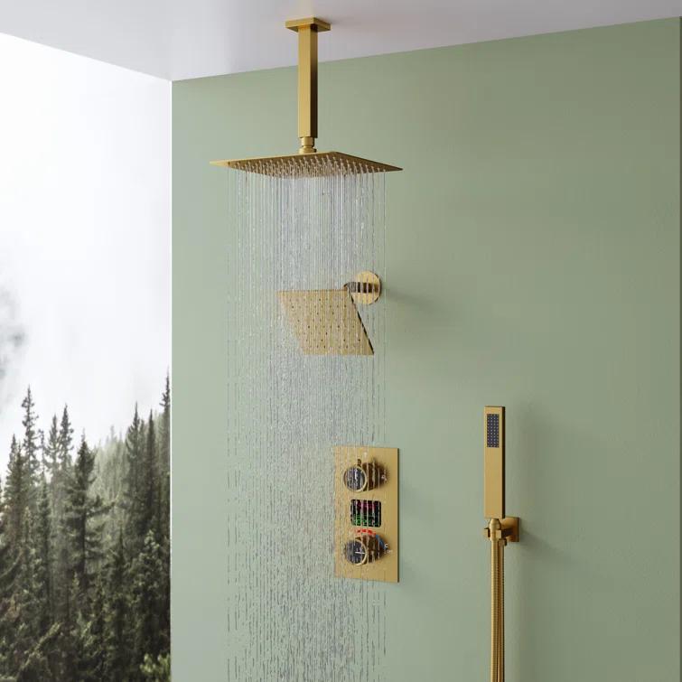 Pressure Balancing Shower Faucet 12" High-Pressure Dual Showerheads with LCD Display