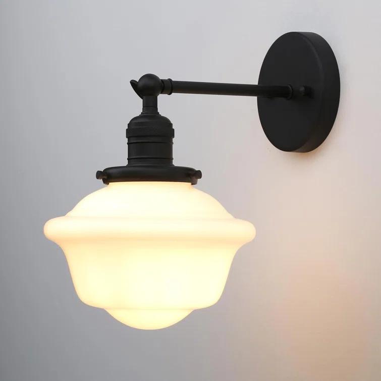 Wall Sconce Lamp With Milk White Glass Shade