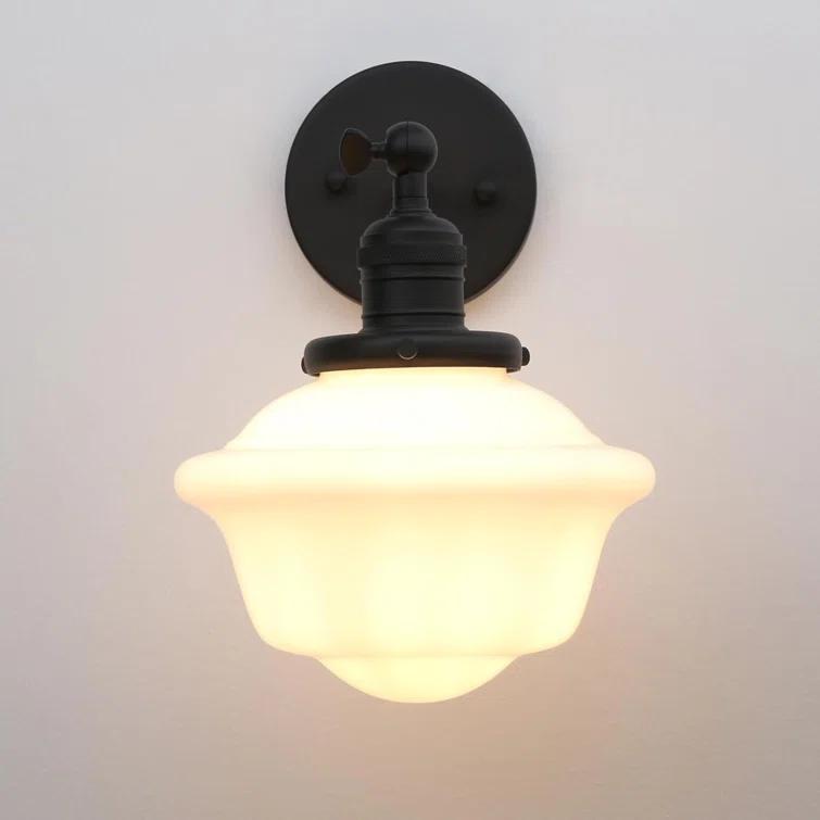 Wall Sconce Lamp With Milk White Glass Shade