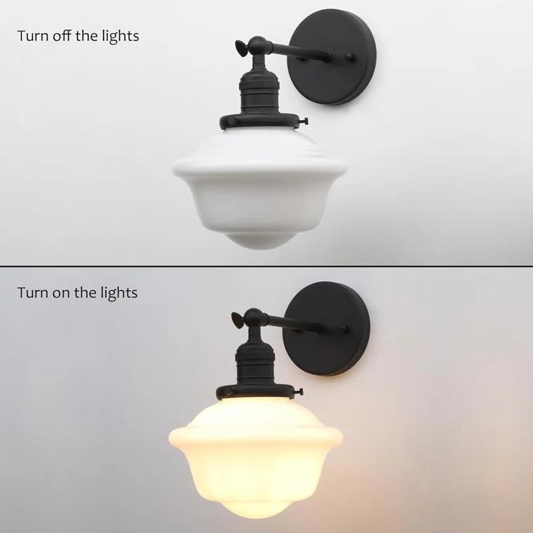 Wall Sconce Lamp With Milk White Glass Shade