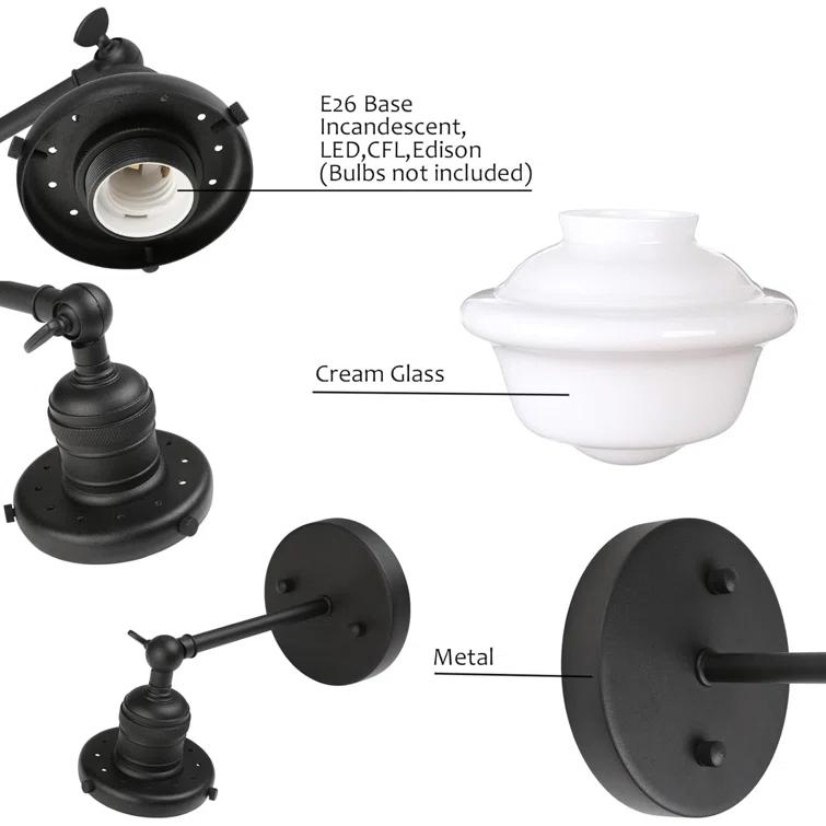 Wall Sconce Lamp With Milk White Glass Shade