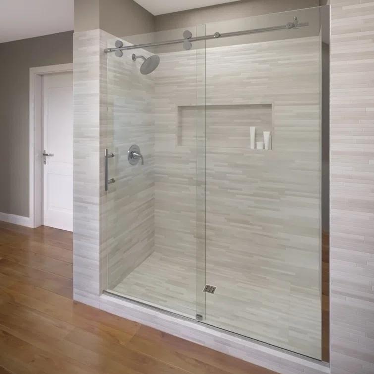 Vinesse 57" W x 76" H Single Sliding Frameless Shower Door