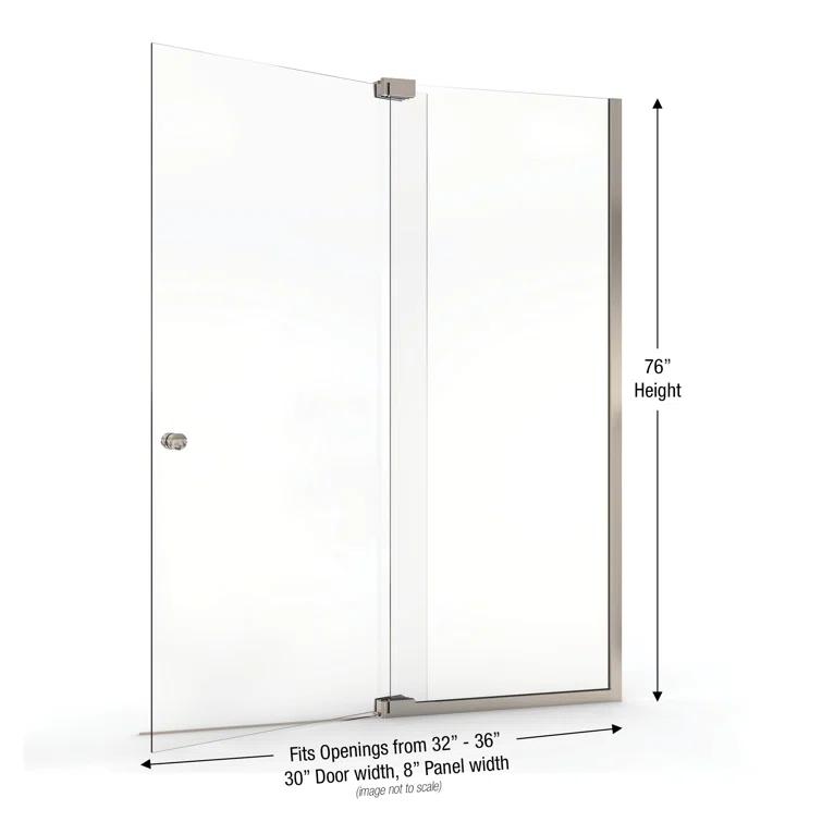 Cantour 36 in. x 76 in. Semi-Frameless Pivot Shower Door in Oil Rubbed Bronze with Handle