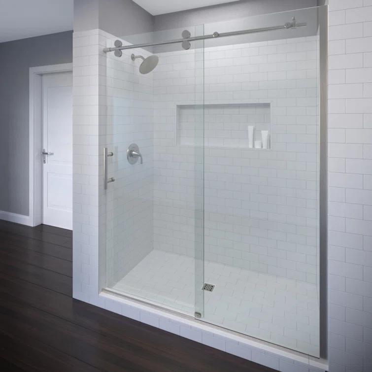 Vinesse 57" W x 76" H Single Sliding Frameless Shower Door