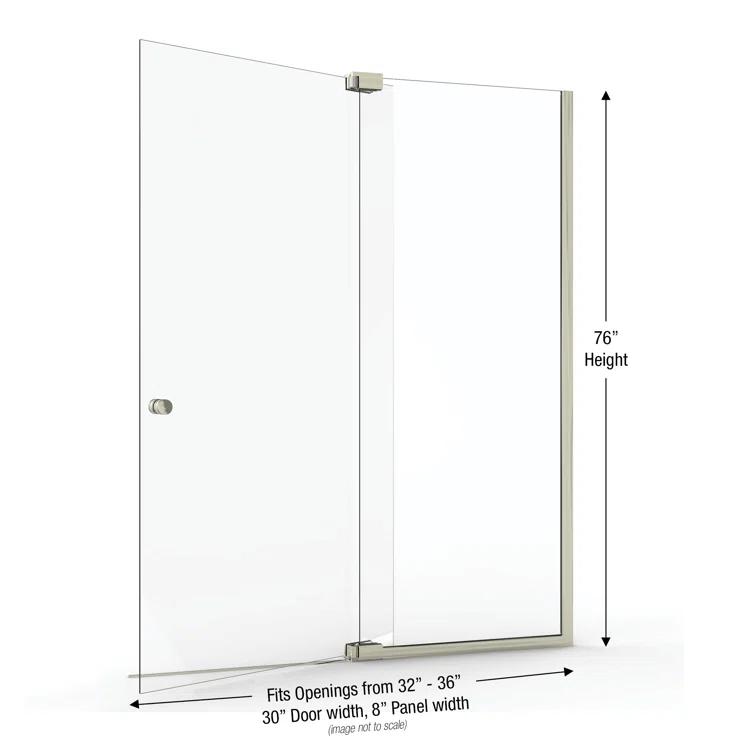 Cantour 36 in. x 76 in. Semi-Frameless Pivot Shower Door in Oil Rubbed Bronze with Handle