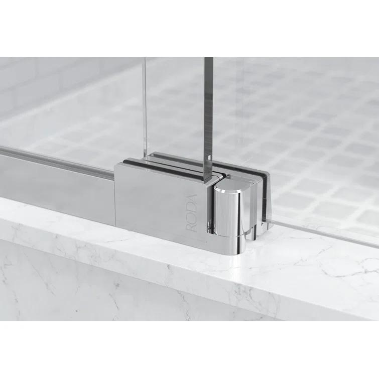 Cantour 36 in. x 76 in. Semi-Frameless Pivot Shower Door in Oil Rubbed Bronze with Handle