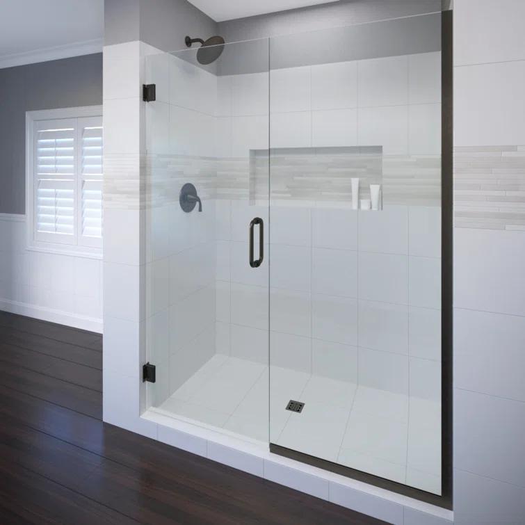Celesta 58" W x 76" H Hinged Semi-Frameless Shower Door