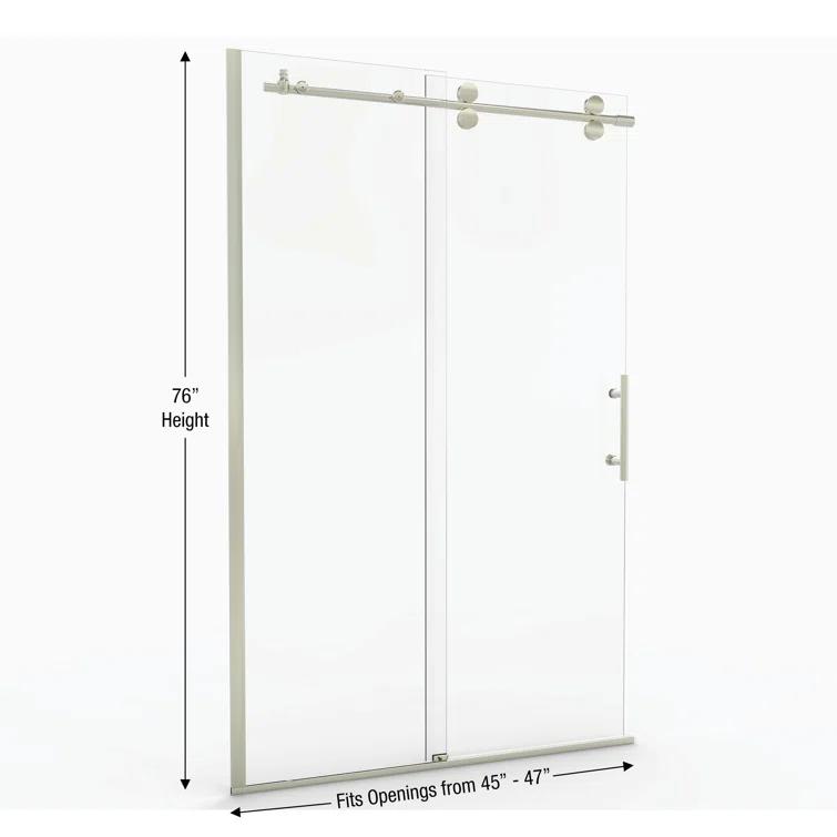 Vinesse 57" W x 76" H Single Sliding Frameless Shower Door