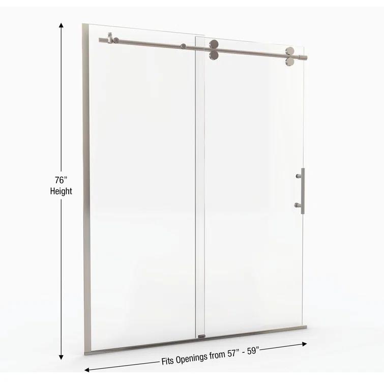 Vinesse 57" W x 76" H Single Sliding Frameless Shower Door