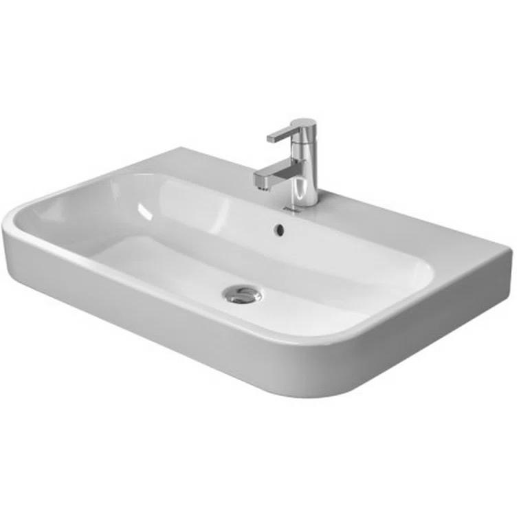 Happy D.2 Ceramic 32" Wall Mount Bathroom Sink with Overflow