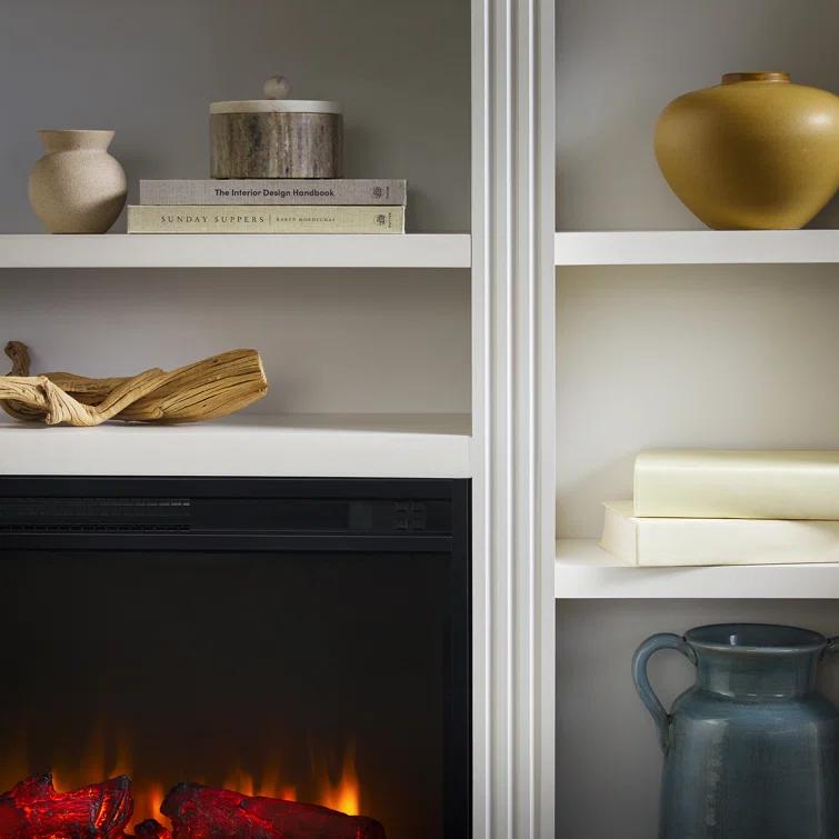 Red Barrel Studio® Traditional 70” Mantel Fireplace with Open Shelving