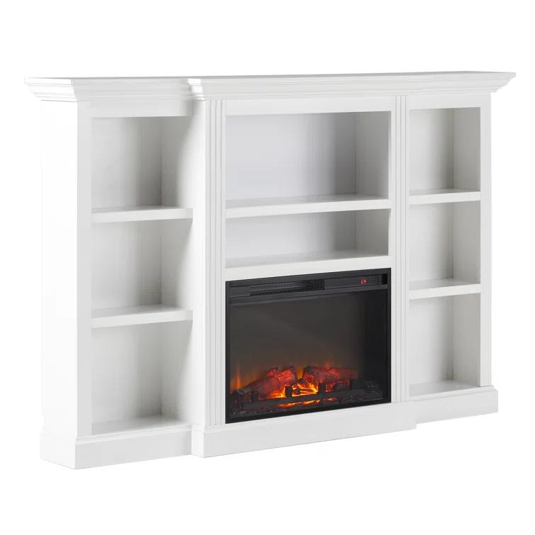 Red Barrel Studio® Traditional 70” Mantel Fireplace with Open Shelving