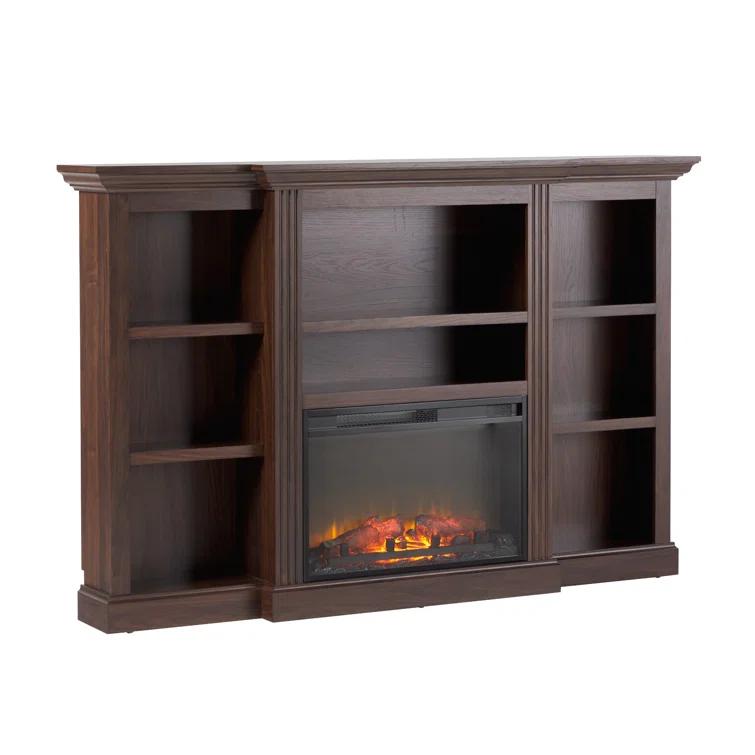 Red Barrel Studio® Traditional 70” Mantel Fireplace with Open Shelving