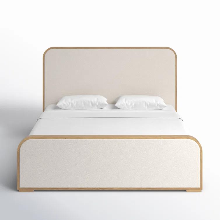 Canberra Ivory King Upholstered Bed with Wood Frame
